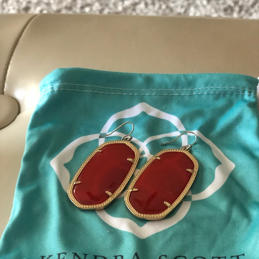 Kendra Scott Elle Drop Earrings Red Gold metal